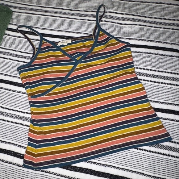 Madewell Striped Cami Tank Top Womens Medium V Neck Sleeveless - Picture 1 of 7